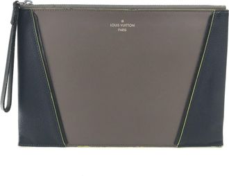 Louis Vuitton Gray Leather Clutch Bag (Pre-Owned)