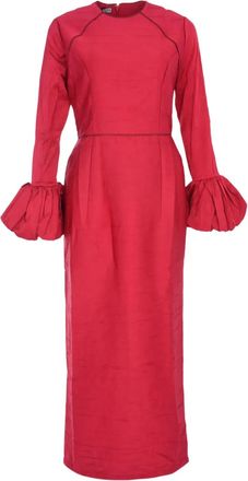 Baruni Talia ruflle-cuffs maxi dress - Red
