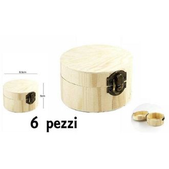 Trade Shop Trade Shop - Set 6 Scatoline In Legno Decoupage Portagioie Scatola Cofanetto Cilindriche