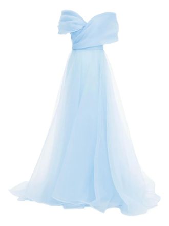 Ana Radu off-shoulder gown - women - Polyester - S - Blue