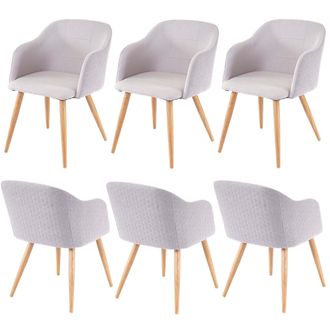 Hhg Hhg - Nunca Usado] Juego De 6 Sillas De Comedor 190, Silla De Cocina, Dise&ntilde;o Retro, Reposabrazos De Tela/textil, Gris Claro