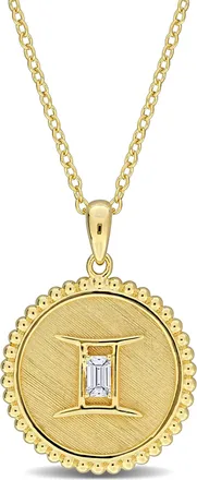Mimi & Max 1/6ct TGW Created White Sapphire Pisces Zodiac Sign Necklace Yellow Silver