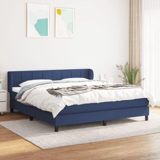 vidaXL Cama Box Spring Con Colch&oacute;n Tela Azul 160x200 Cm Vidaxl