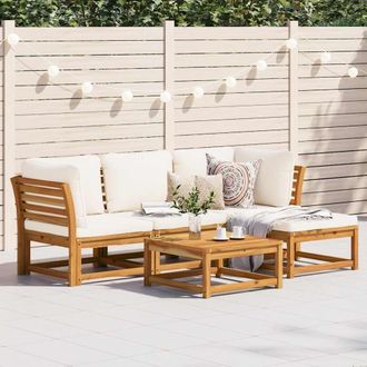 vidaXL Juego De Muebles Jard&iacute;n 5 Pzas Con Cojines Madera Maciza Acacia Vidaxl