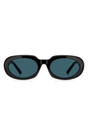 Marc Jacobs 53mm Oval Sunglasses in Black/Blue at Nordstrom