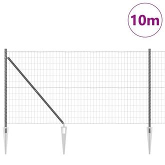 Berkfield Home Modern Euro Fence with 7 Spike Posts 1.2x10 m Galvanised Steel Grey in Dark Grey