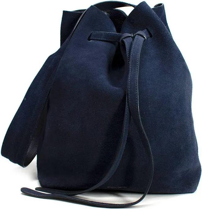 Navy Suede Bucket Bag