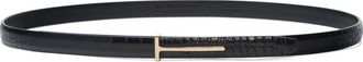 Tom Ford Slim T Leather Belt in Black at Nordstrom, Size 105