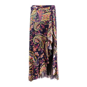 Etro Gekreukte Maxi-rok met Paisley-print - Dames - Maxi Rokken - Veelkleurig - M - Polyester - Rokken