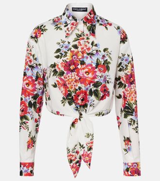 Dolce & Gabbana Floral cropped cotton shirt