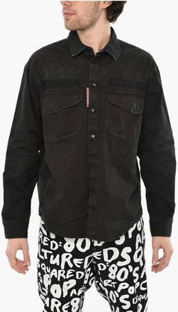 Dsquared2 Vintage Effect Overshirt with Embossed Logo size 52