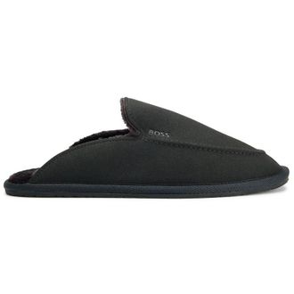 HUGO BOSS Mens Home Mule Slippers - Black Textile - Size UK 7
