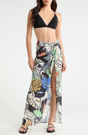Elan Print Sarong Maxi Skirt in Blue Botanical at Nordstrom, Size X-Small