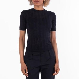 Ferragamo Short-Sleeved Gancini Motif Knit Top, Size X-Small