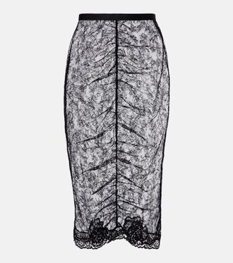 Valentino Gonna midi in pizzo floreale