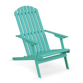 Oviala Sill&oacute;n reclinable plegable de madera de eucalipto turquesa