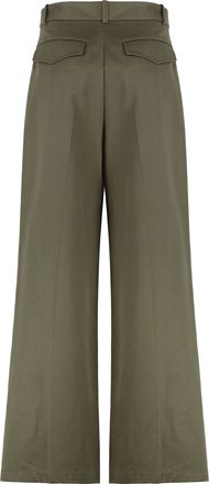 Nili Lotan Womens Virgin Wool Wide-Leg Trousers Green Wool; Lining: Viscose
