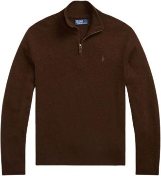 Polo Ralph Lauren Pull camionneur demi-zip - Heren - Coltruien - Bruin - L - Wol - Truien & Vesten