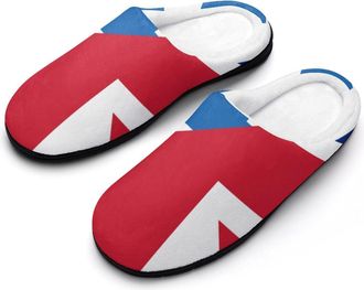 Generic Birtish And Greece Flag Cotton Slippers for Women Indoor Outdoor Slipper Slip-On Memory Foam Home Shoes