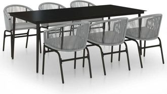 vidaXL Juego De Comedor De Jard&iacute;n 7 Piezas Rat&aacute;n Sint&eacute;tico Gris Vidaxl