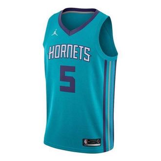 Air Jordan Mens Air Jordan NBA Retro Basketball Jersey/Vest SW Fan Edition Charlotte Hornets No. 5 Blue Green 864463-430