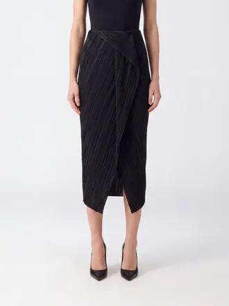 Calvin Klein Gonna midi a tubino in cr&ecirc;pe a vita alta con spacco frontale