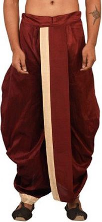 Royal Mens Kurta Silk Blend Indian Designer Dhoti (Maroon)
