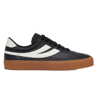 Superga Unisex Adult 4834 Club S Swallow Contrast Detail Vegan Leather Trainers (Black/Gum) - Size UK 5.5