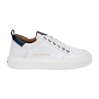 Alexander Smith Sneakers, male, White, 11 UK, White and Blue Bond Trainers