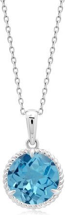 MAX + STONE 14k Yellow or White Gold Roped Halo 8mm Round Gemstone Pendant Necklace
