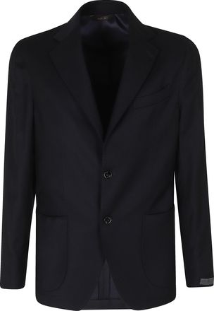 BRIGLIA 1949 Blue Greco Wool Flannel Single-Breasted Blazer