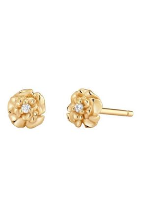 Made by Mary CZ Birth Flower Stud Earrings in January - Gold Vermeil at Nordstrom