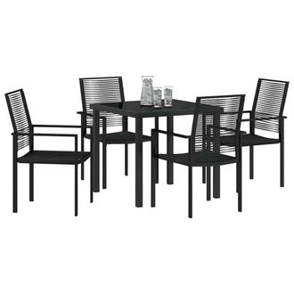 Berkfield Home Stylish 5 Piece Garden Dining Set Black PVC Rattan