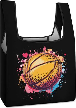 Generic Cute Basketball Leopard Print Shopping Bag Reusable Grocery Tote Bag Foldable Handbag for Travel Picnic