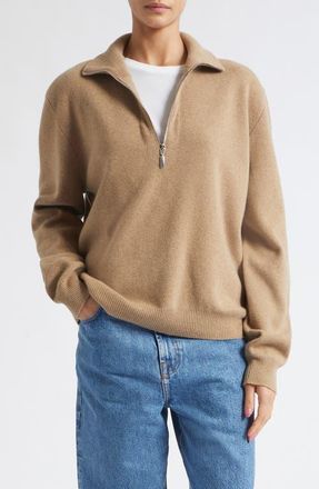 R&oacute;he Moulin&eacute; Half Zip Pullover Sweater in Camel at Nordstrom, Size 32