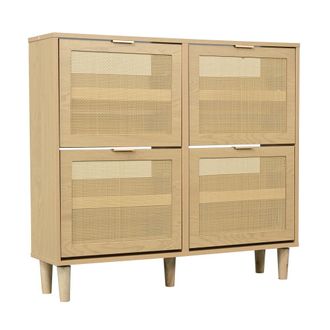 Urban Meuble Zapatero de ca&ntilde;a natural con 4 puertas - 100 cm