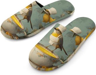 Generic Bird Chef Orange Juice Lemon Mens House Slippers Slip Indoor Slipper On Shoes Warm Outdoor