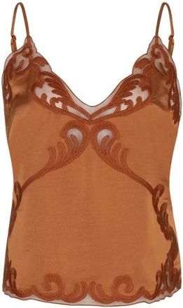 Dante6 Ligne Kant Top - Dames - Tops - Oranje - Maat: L Satijn