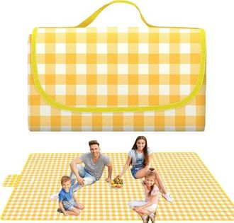 OEM Manta De Picnic, 200 X 300 Cm, Impermeable Por Ambos Lados, Manta De Camping Plegable, Manta Playa Port&aacute;til Sin Arena, Lavable M&aacute;quina, Amarilla