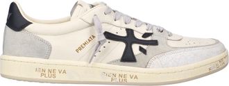 Premiata White Bsktclay Leather Suede Sneakers