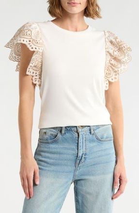 Joie Embroidered Cap Sleeve Top in Ivory/Beige at Nordstrom Rack, Size X-Small