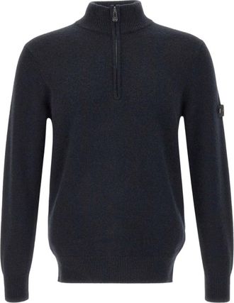 Peuterey Yak Wol Trui met Halve Rits - Heren - Vesten met rits - Zwart - XL - Wol - Hoodies & sweatvesten
