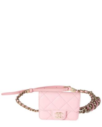 Chanel Pink Quilted Leather Elegant Chain Belt Bag (Authentic Pre-Loved)
