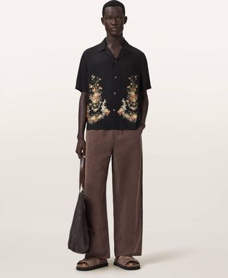 AllSaints Viscose Parsons Short Sleeve Boxy Shirt, Size: XXL