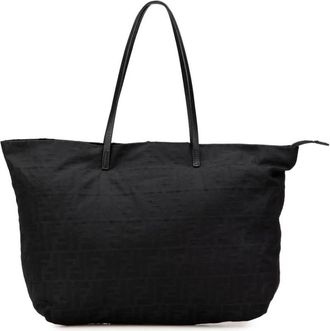 Fendi Pre-owned Tote Bags, female, Black, Size: ONE SIZE Pre-owned FF Logo Pattern Tote Bag