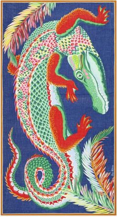 Inou&iuml; Editions Etole 100 Croco Duck Scarf In Blue Canard