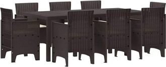 vidaXL Conjunto De Comedor De Jard&iacute;n 9 Pcs Marr&oacute;n Ratan Polt Vidaxl