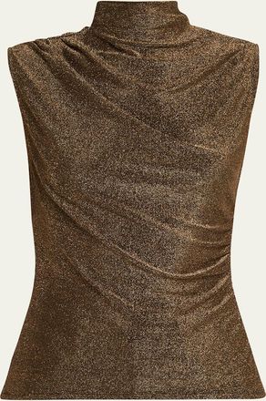 Veronica Beard Mylie Metallic Mock-Neck Tank Top