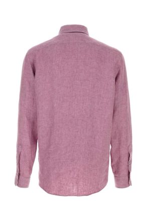 Ermenegildo Zegna Mens Tyrian Purple Linen Shirt R06g Exterior: Camicie