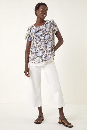 Roman Floral Print Double Layer Top